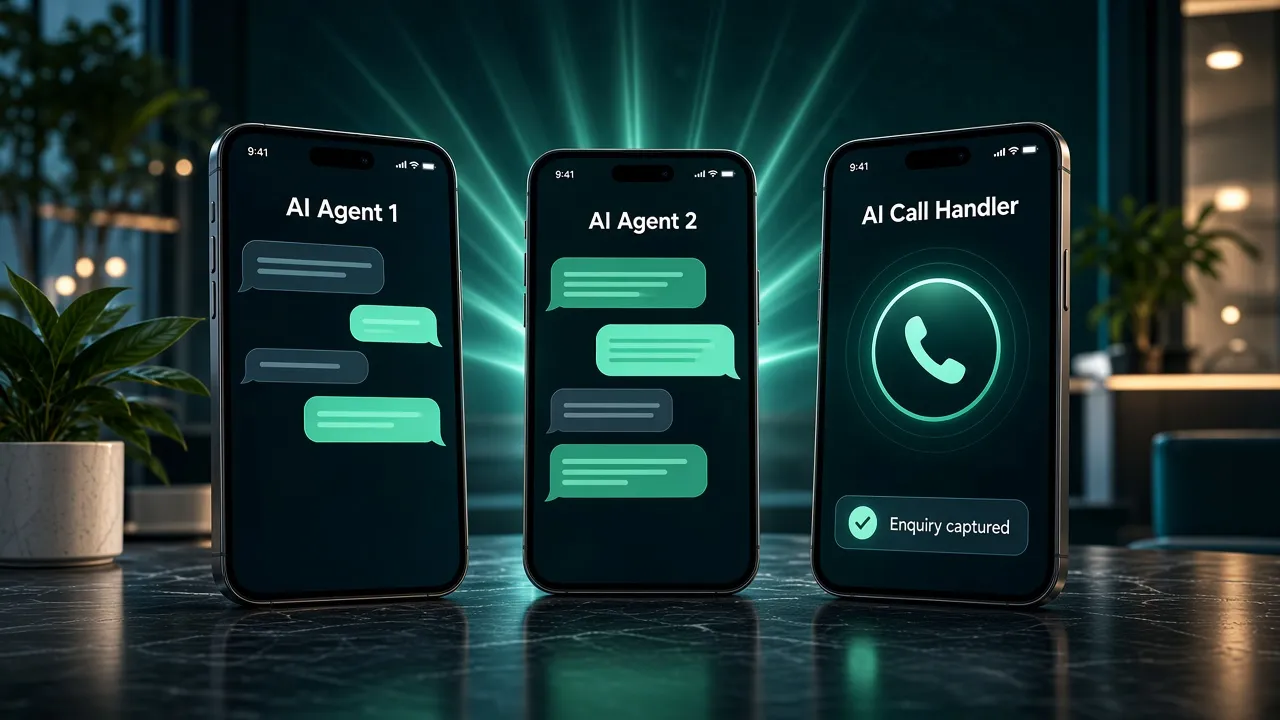 Phones showing an instant SMS reply and an answered call