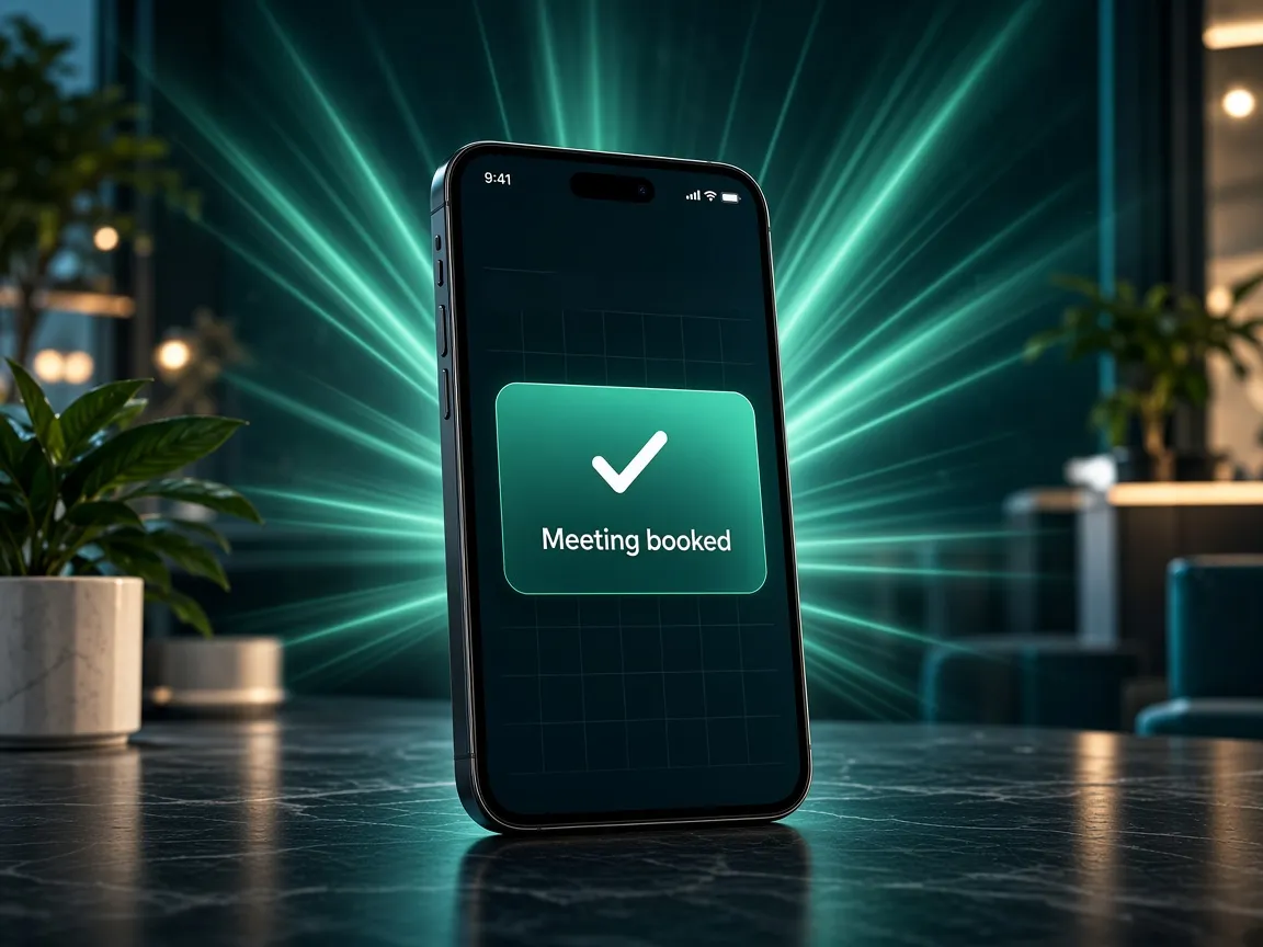 Phone showing a booked call confirmation