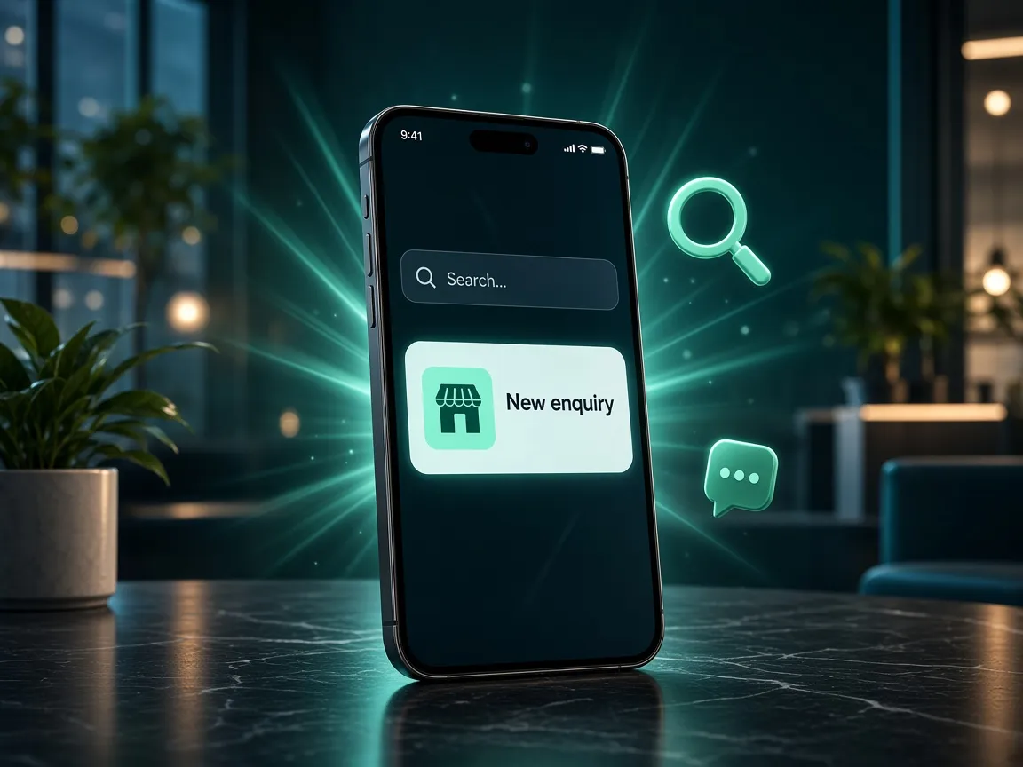 Phone showing a business appearing in search and AI answers